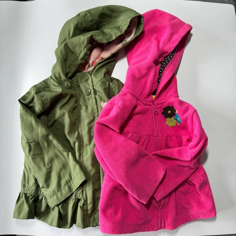Baby Girl Lightweight Jacket and Fleece Size 12 Months Carter’s Fall Green Pink